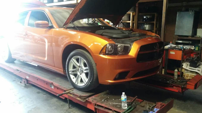 Tire installation in progress